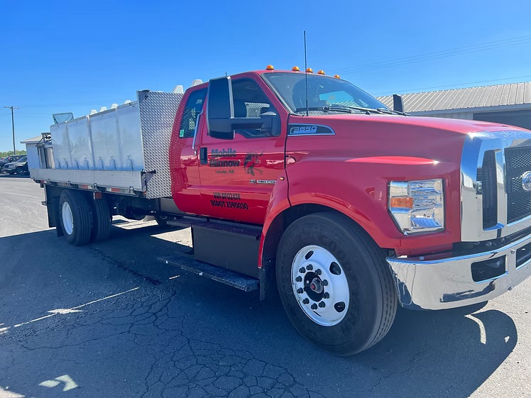 Mobile Minnow red hauling truck